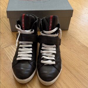 Prada Black Leather Nappa Sport High-Tops